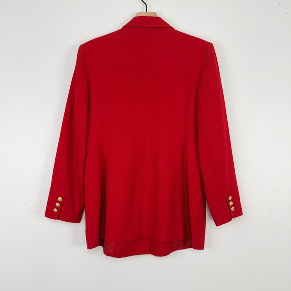 Vintage Talbots Red Wool Blazer Single Breasted Womens 8 Gold Buttons Academia - Picture 8 of 16